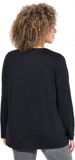 Ulla Popken Puppy Graphic Christmas Long Sleeve T-Shirt Black - T-krekli - 