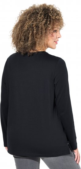 Ulla Popken Metallic Graphic Holiday Tee Black - Apdrukāti T-krekli sievietēm - 