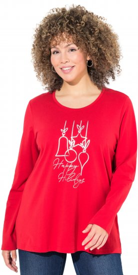 Ulla Popken Metallic Graphic Holiday Tee Salsa Red - Apdrukāti T-krekli sievietēm - 