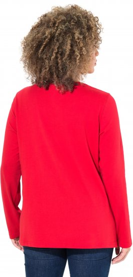 Ulla Popken Metallic Graphic Holiday Tee Salsa Red - Apdrukāti T-krekli sievietēm - 