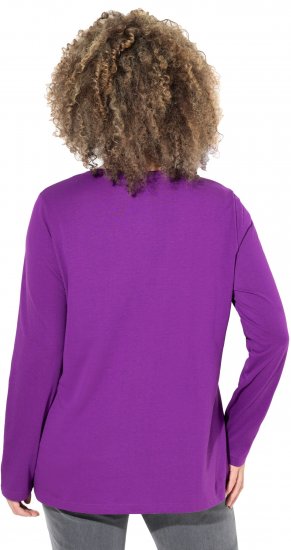 Ulla Popken Metallic Graphic Holiday Tee Dark Purple - Apdrukāti T-krekli sievietēm - 