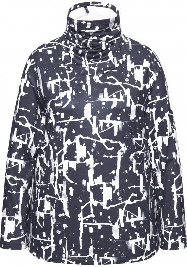 Ulla Popken Quick Drying Abstract Print Tee Black - Apdrukāti T-krekli sievietēm - 