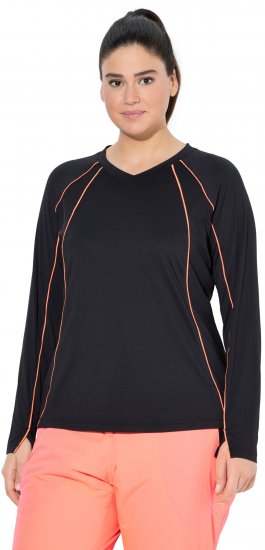 Ulla Popken UPF 50+ Contrast Piping Long Sleeve Tee Black - Apdrukāti T-krekli sievietēm - 