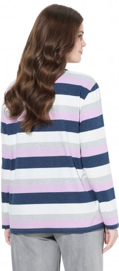 Ulla Popken Striped Knotted Hem Long Sleeve Tee Lavender - Apdrukāti T-krekli sievietēm - 