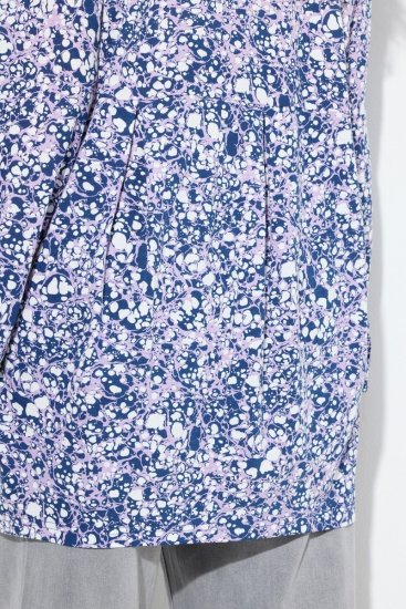 Ulla Popken Allover Printed Pleated Long Sleeve Tee Dark Blue - Apdrukāti T-krekli sievietēm - Sieviešu T-krekli ar apdruku