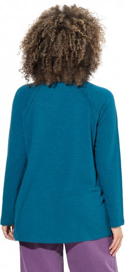 Ulla Popken Inverted Seam Long Sleeve Graphic Tee Teal - Apdrukāti T-krekli sievietēm - 