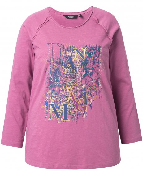 Ulla Popken Inverted Seam Long Sleeve Graphic Tee Dark Rose - Apdrukāti T-krekli sievietēm - 