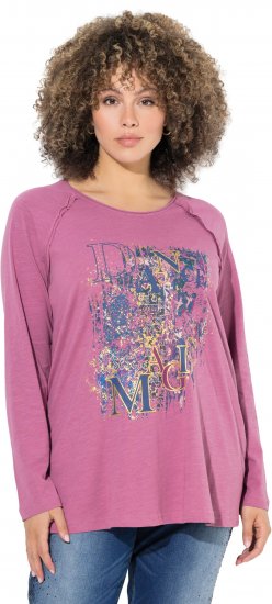 Ulla Popken Inverted Seam Long Sleeve Graphic Tee Dark Rose - Apdrukāti T-krekli sievietēm - 