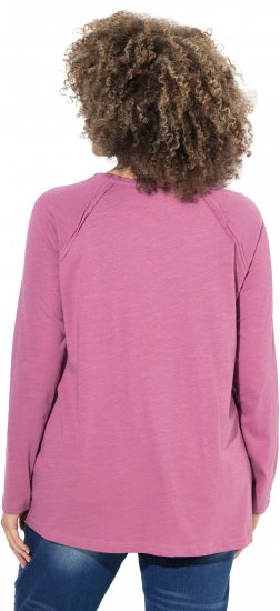 Ulla Popken Inverted Seam Long Sleeve Graphic Tee Dark Rose - Apdrukāti T-krekli sievietēm - 