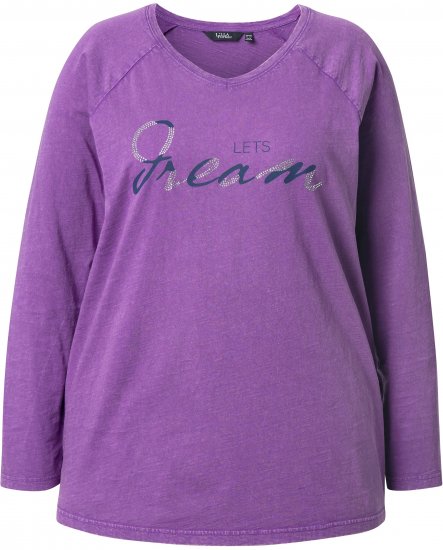 Ulla Popken Dream Rhinestone Lettering Long Sleeve Tee Light Plum - Apdrukāti T-krekli sievietēm - 