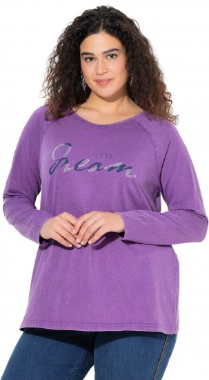 Ulla Popken Dream Rhinestone Lettering Long Sleeve Tee Light Plum - Apdrukāti T-krekli sievietēm - 