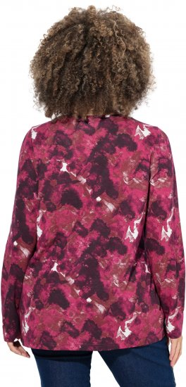 Ulla Popken Abstract Print Long Sleeve Tee Dark Ruby - Apdrukāti T-krekli sievietēm - 