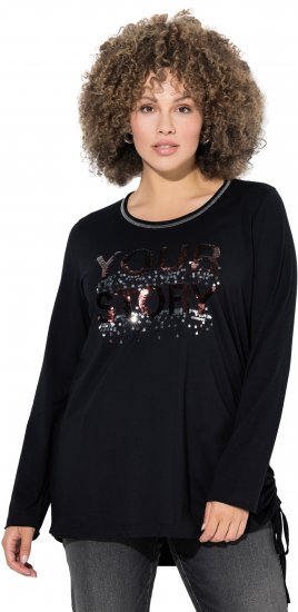 Ulla Popken Your Story Sequined Long Sleeve Tunic Tee Black - Apdrukāti T-krekli sievietēm - 