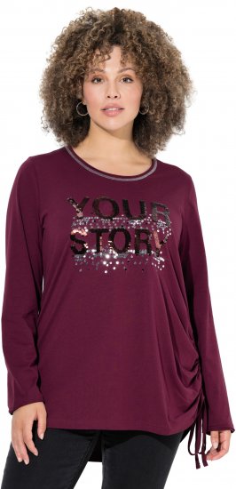 Ulla Popken Your Story Sequined Long Sleeve Tunic Tee Dark Ruby - Apdrukāti T-krekli sievietēm - 