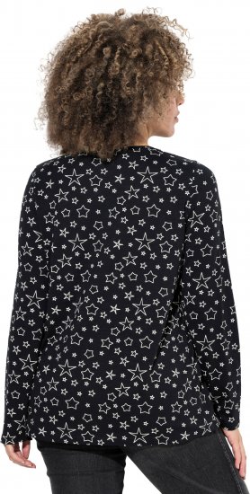 Ulla Popken Allover Printed Long Sleeve Tee Black - Apdrukāti T-krekli sievietēm - 