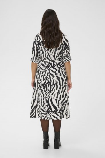 Kaffe Curve Alia Shirt Dress Black Chalk Animal - Midi kleitas - 