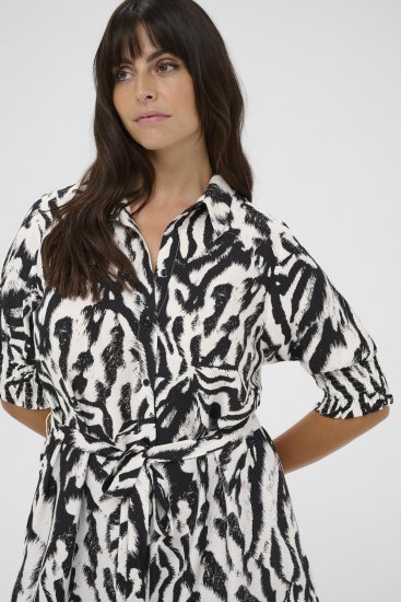 Kaffe Curve Alia Shirt Dress Black Chalk Animal - Midi kleitas - 