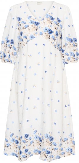 Kaffe Curve Rosa Midi Dress Blue Tones Border Flower - Kleitas - 