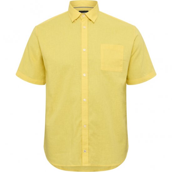 North Latitude Shirt Linen Cotton Short Sleeve TALL Yellow - TALL-izmēri - Apģērbs gariem vīriešiem
