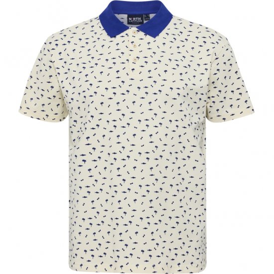 North Latitude Polo Pique Printed Off-White - Polo krekli - Polo krekli - 2XL-8XL