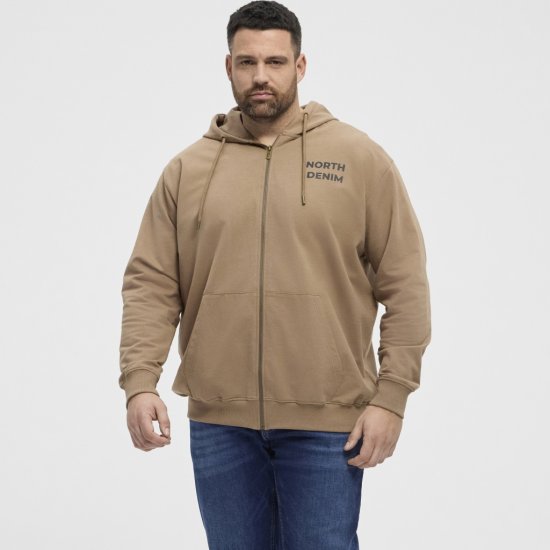 North Latitude Hoodie with Zipper Dark Sand TALL - TALL džemperi - 