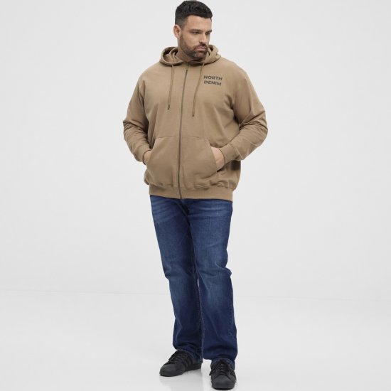 North Latitude Hoodie with Zipper Dark Sand TALL - TALL džemperi - 