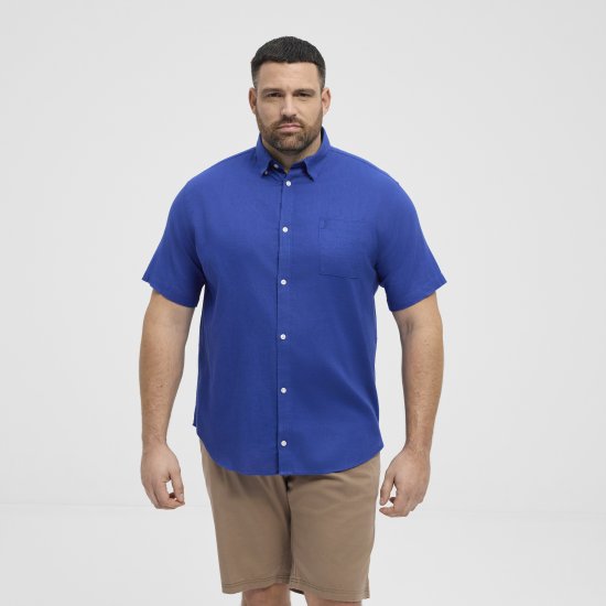 North Latitude Shirt Linen Cotton Short Sleeve Blue - Krekli - Krekli - 2XL-8XL