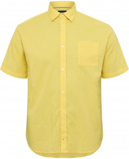 North Latitude Shirt Linen Cotton Short Sleeve TALL Yellow - VĪRIEŠU APĢĒRBS MT-6XLT - Apģērbs gariem vīriešiem