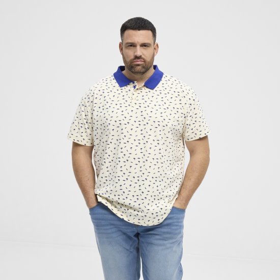 North Latitude Polo Pique Printed Off-White TALL - VĪRIEŠU APĢĒRBS MT-6XLT - Apģērbs gariem vīriešiem