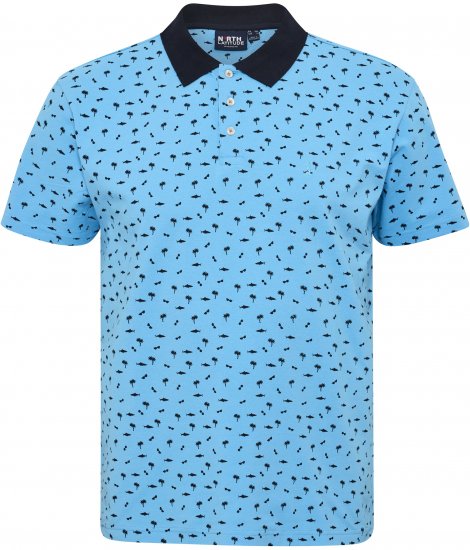 North Latitude Polo Pique Printed Turquoise TALL - VĪRIEŠU APĢĒRBS MT-6XLT - Apģērbs gariem vīriešiem