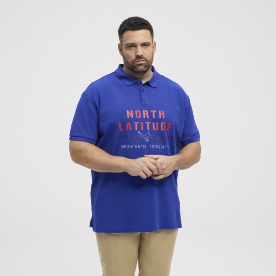 North Latitude Polo Pique Print Short Sleeve Cobalt Blue - Polo krekli - Polo krekli - 2XL-8XL