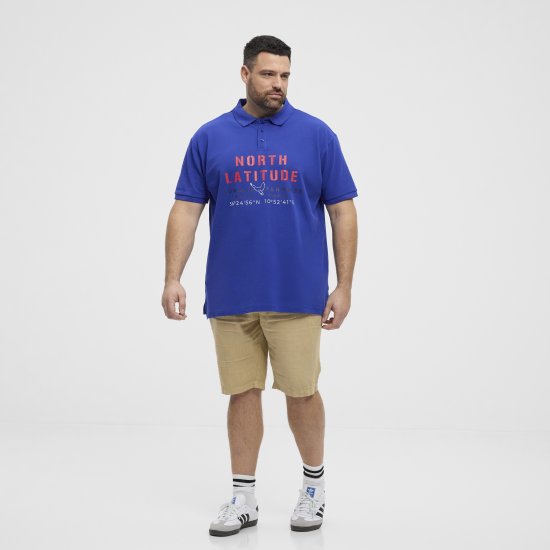 North Latitude Polo Pique Print Short Sleeve Cobalt Blue - Polo krekli - Polo krekli - 2XL-8XL