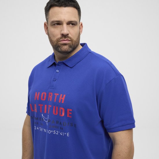 North Latitude Polo Pique Print Short Sleeve Cobalt Blue - Polo krekli - Polo krekli - 2XL-8XL