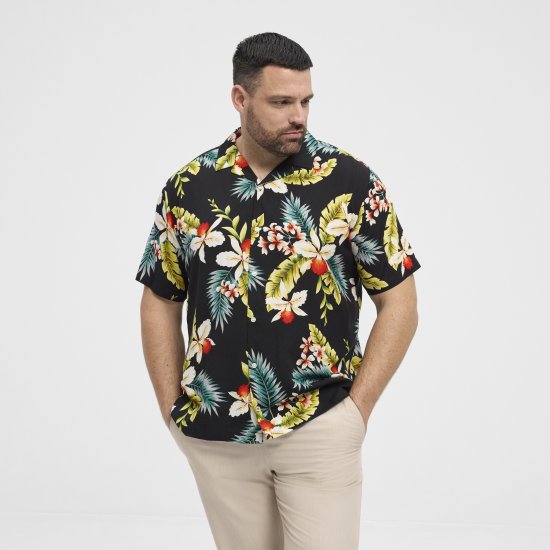North Latitude Shirt Short Sleeve Printed Allover Black - Krekli - Krekli - 2XL-8XL