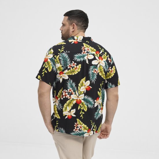 North Latitude Shirt Short Sleeve Printed Allover Black - Krekli - Krekli - 2XL-8XL