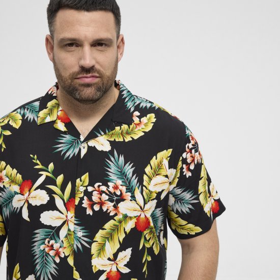 North Latitude Shirt Short Sleeve Printed Allover Black - Krekli - Krekli - 2XL-8XL
