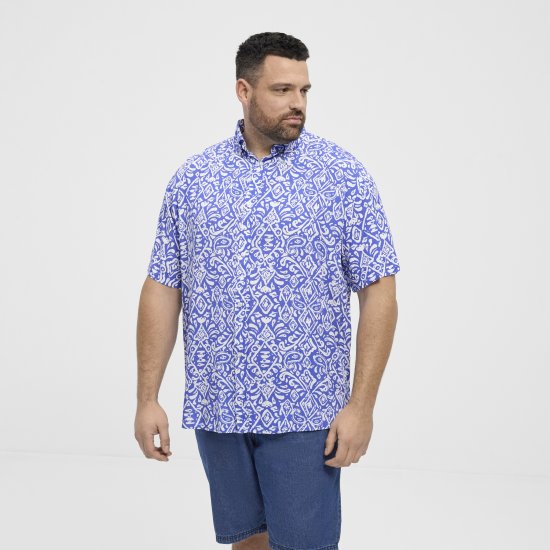 North Latitude Shirt Denim Printed Allover Blue - Krekli - Krekli - 2XL-8XL