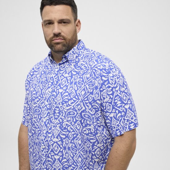 North Latitude Shirt Denim Printed Allover Blue - Krekli - Krekli - 2XL-8XL