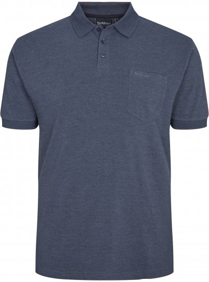 North Latitude Polo Short Sleeve Blue Melange TALL - VĪRIEŠU APĢĒRBS MT-6XLT - Apģērbs gariem vīriešiem