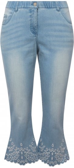 Ulla Popken Cropped Flared Eyelet Jeans Light Blue - Džinsi & Bikses Lielos Izmēros – Plus Size - 
