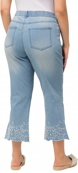 Ulla Popken Cropped Flared Eyelet Jeans Light Blue - Džinsi & Bikses Lielos Izmēros – Plus Size - 