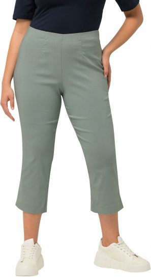 Ulla Popken Stretch Basic Bengaline Capri Pants Light Moss Green - Džinsi & Bikses Lielos Izmēros – Plus Size - 