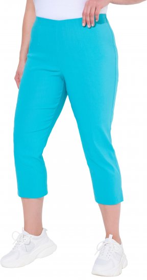 Ulla Popken Stretch Basic Bengaline Capri Pants Deep Aqua - Džinsi & Bikses Lielos Izmēros – Plus Size - 