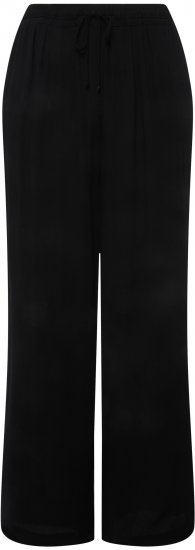Ulla Popken Viscose Crinkle Drawstring Elastic Waist Pants Black - Džinsi & Bikses Lielos Izmēros – Plus Size - 