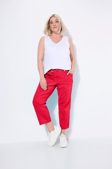 Ulla Popken Roll Tab Hem Stretch Cargo Pants Red - Bikses - Lielo izmēru bikses sievietēm
