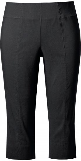 Ulla Popken Bengaline Elastic Waist Stretch Capri Pants Black - Džinsi & Bikses Lielos Izmēros – Plus Size - 
