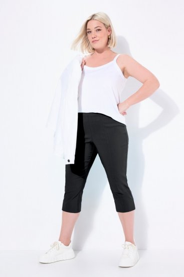 Ulla Popken Bengaline Elastic Waist Stretch Capri Pants Black - Auduma bikses - Platās auduma bikses sievietēm