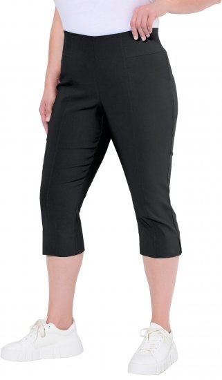 Ulla Popken Bengaline Elastic Waist Stretch Capri Pants Black - Džinsi & Bikses Lielos Izmēros – Plus Size - 