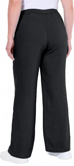 Ulla Popken Drawstring Elastic Waist Mary Fit Linen Pants Black - Džinsi & Bikses Lielos Izmēros – Plus Size - 