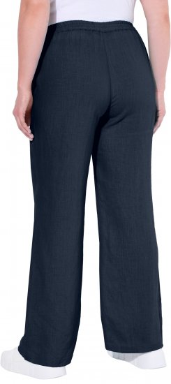 Ulla Popken Drawstring Elastic Waist Mary Fit Linen Pants Navy - Džinsi & Bikses Lielos Izmēros – Plus Size - 